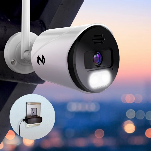 Night Owl WM-CAM-WNP8LBU Wi-Fi IP 4K HD Indoor/Outdoor Dual Spotlight Camera with 2-Way Audio