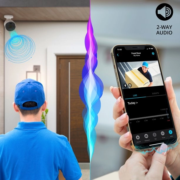 Night Owl WM-CAM-WNP8LBU Wi-Fi IP 4K HD Indoor/Outdoor Dual Spotlight Camera with 2-Way Audio