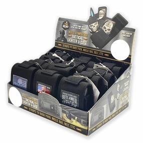 Patriotic Metal Flip Torch Lighter with MOLLE Case - 12 Pieces Per Retail Ready Display 23833