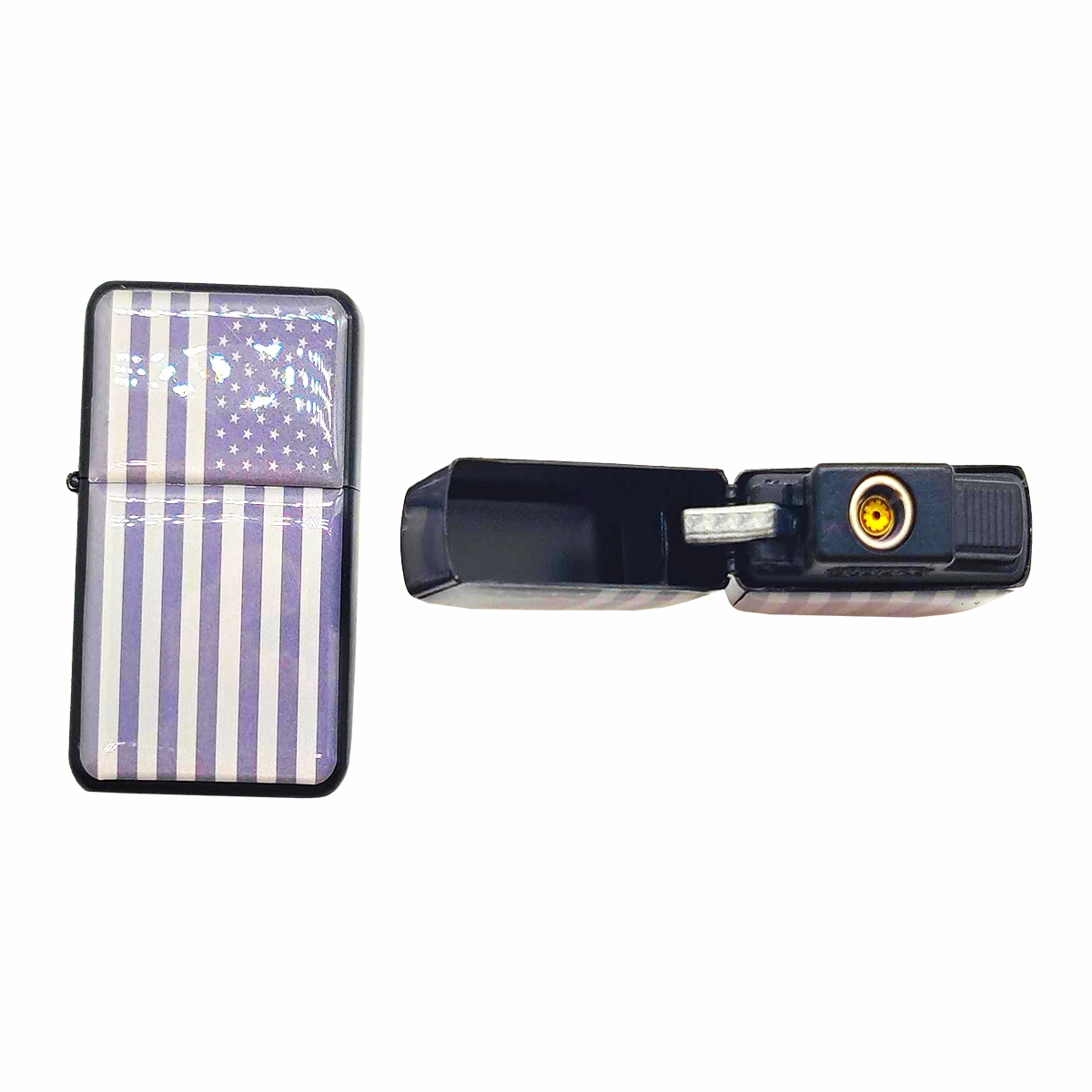 Patriotic Metal Flip Torch Lighter with MOLLE Case - 12 Pieces Per Retail Ready Display 23833