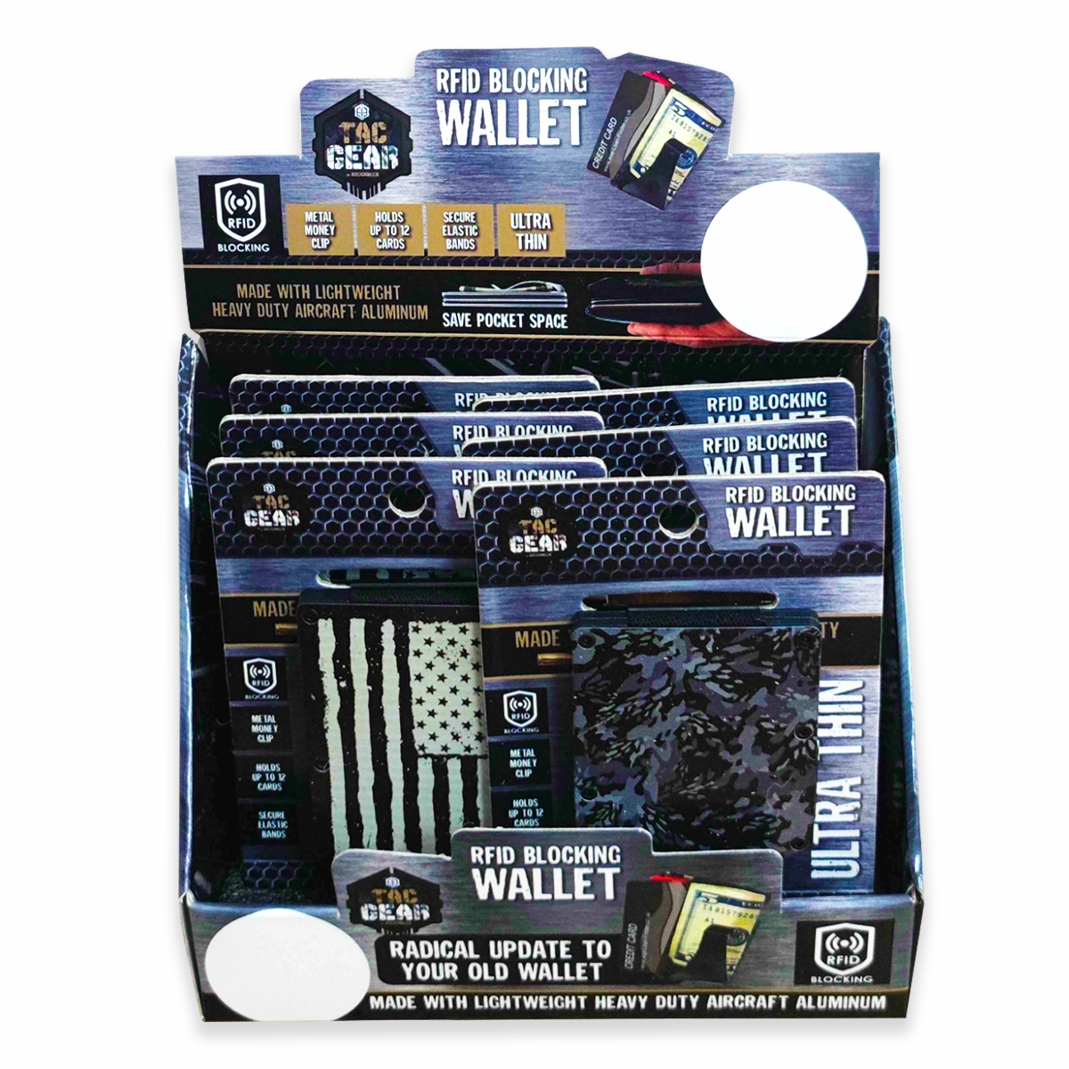 Patriotic Metal RFID Blocking Ultra-Thin Wallet - 6 Pieces Per Retail Ready Display 23991