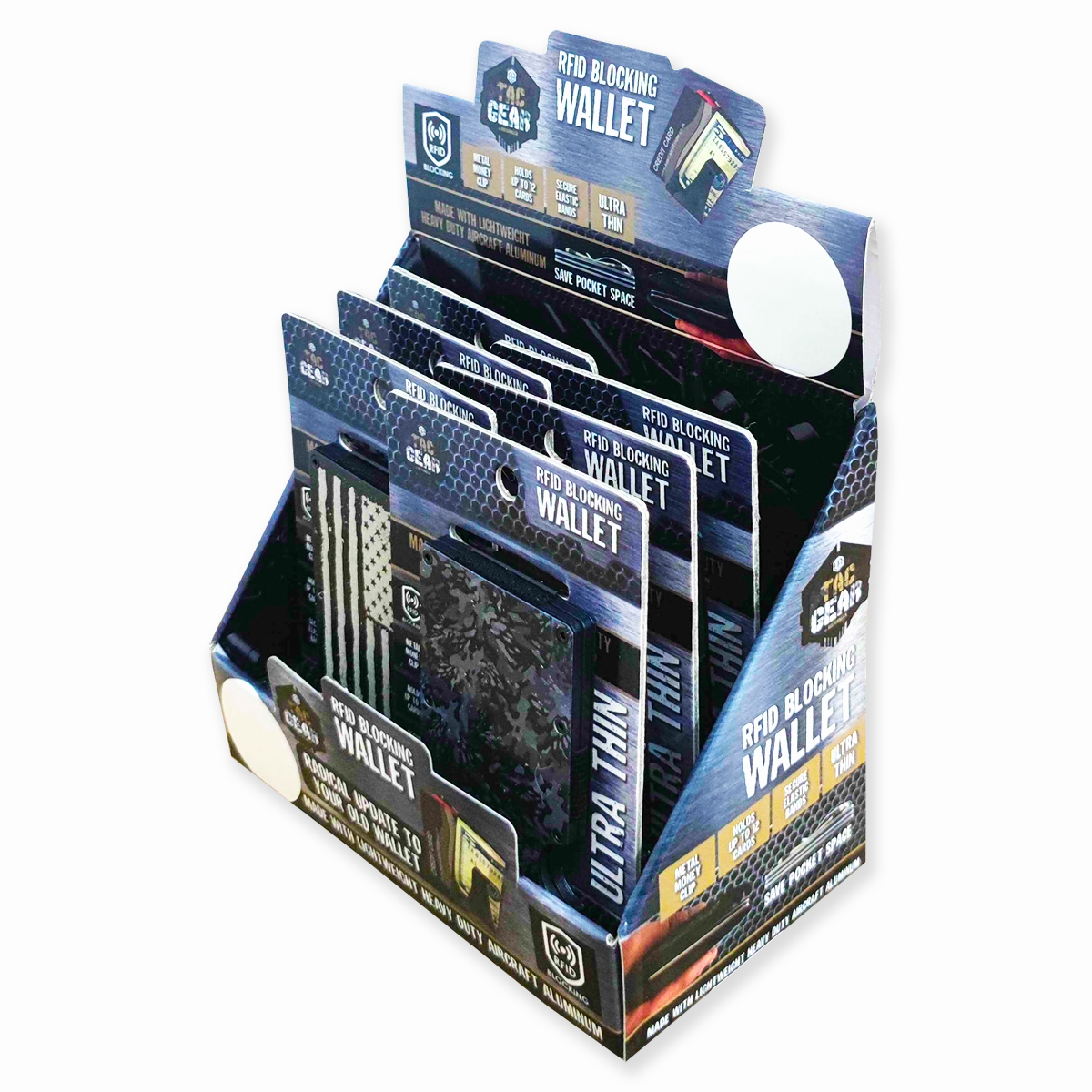 Patriotic Metal RFID Blocking Ultra-Thin Wallet - 6 Pieces Per Retail Ready Display 23991