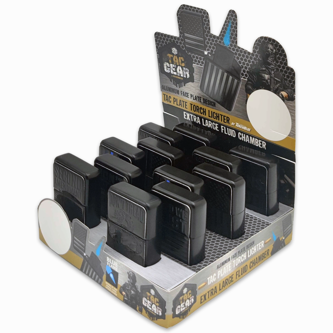 Patriotic Metal Tac Gear Flip Torch Lighter - 12 Pieces Per Retail Ready Display 24105
