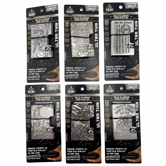 Patriotic RFID Blocking Thin Wallet with Clip - 6 Pieces Per Retail Ready Display 23196