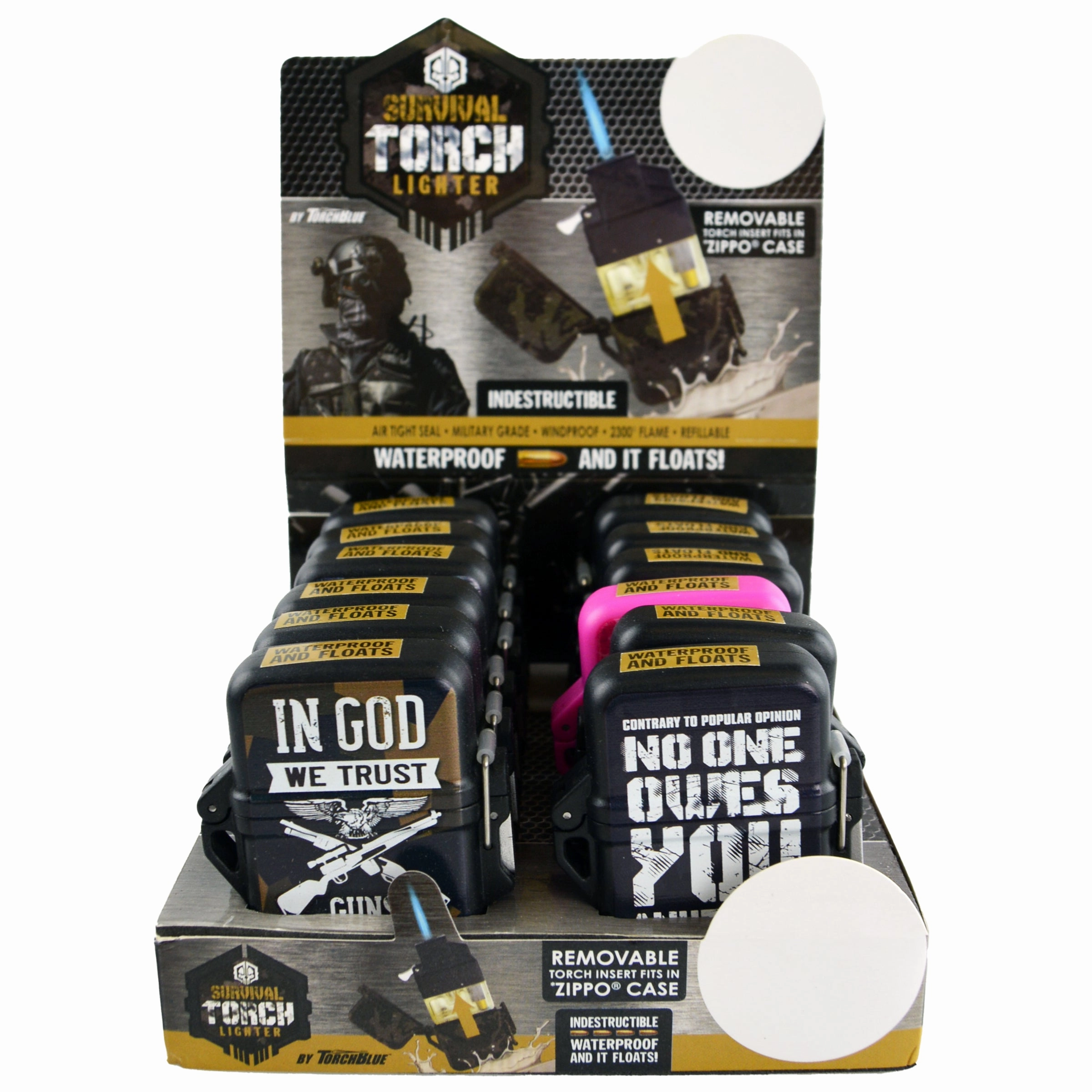 Patriotic Survival Tac Gear Torch Flip Lighter - 12 Pieces Per Retail Ready Display 22968