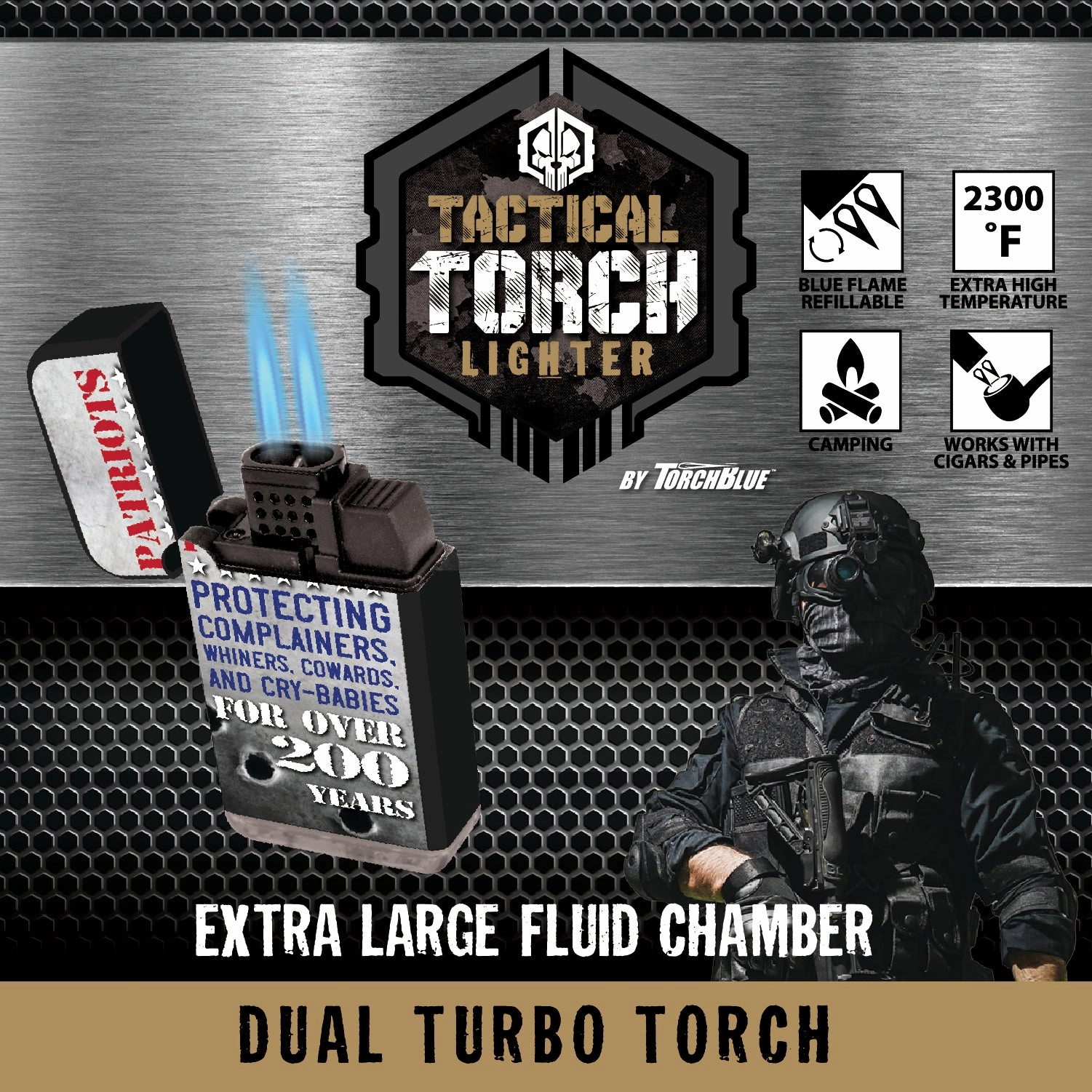 Patriotic Tac Gear Dual Torch Lighter- 15 Pieces Per Retail Ready Display 23086