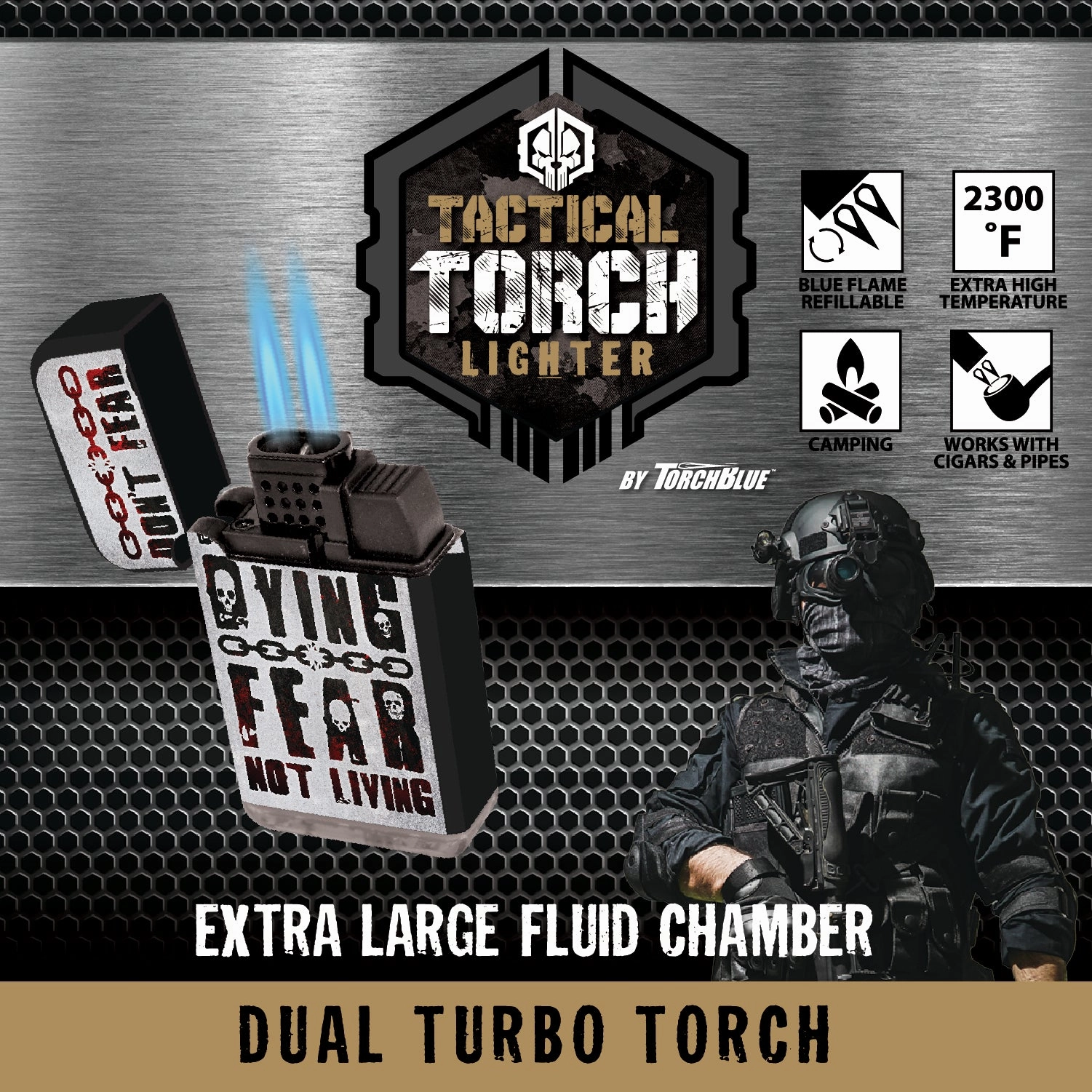 Patriotic Tac Gear Dual Torch Lighter - 15 Pieces Per Retail Ready Display 23083