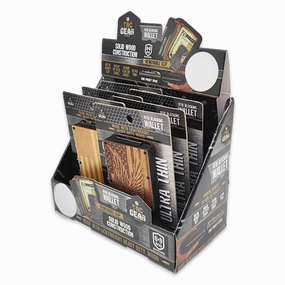 Patriotic Wood RFID Blocking Thin Wallet with Clip - 6 Pieces Per Retail Ready Display 24717
