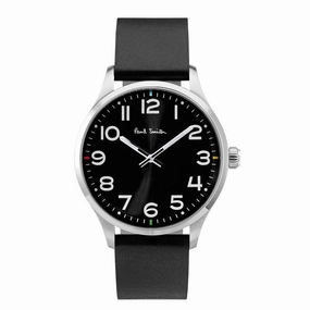 PAUL SMITH P10061 Analogue Black Dial and Black Leather Strap Men's Watch