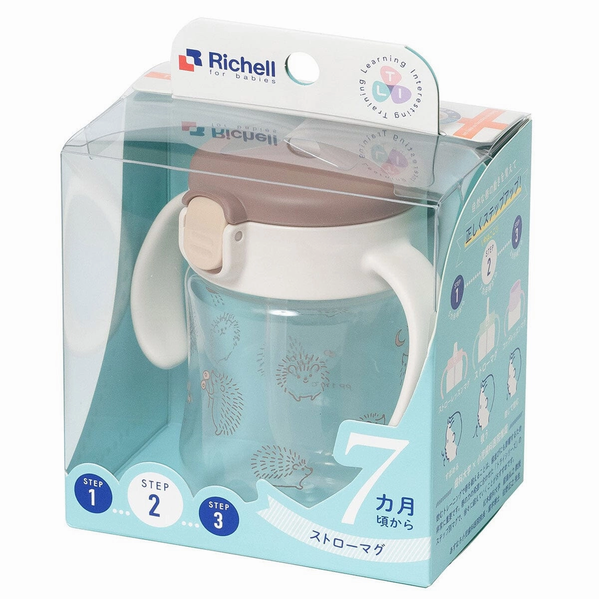 Richell - T.L.I Baby Stage 2 Try Straw Clear Training Water Bottle Mug
