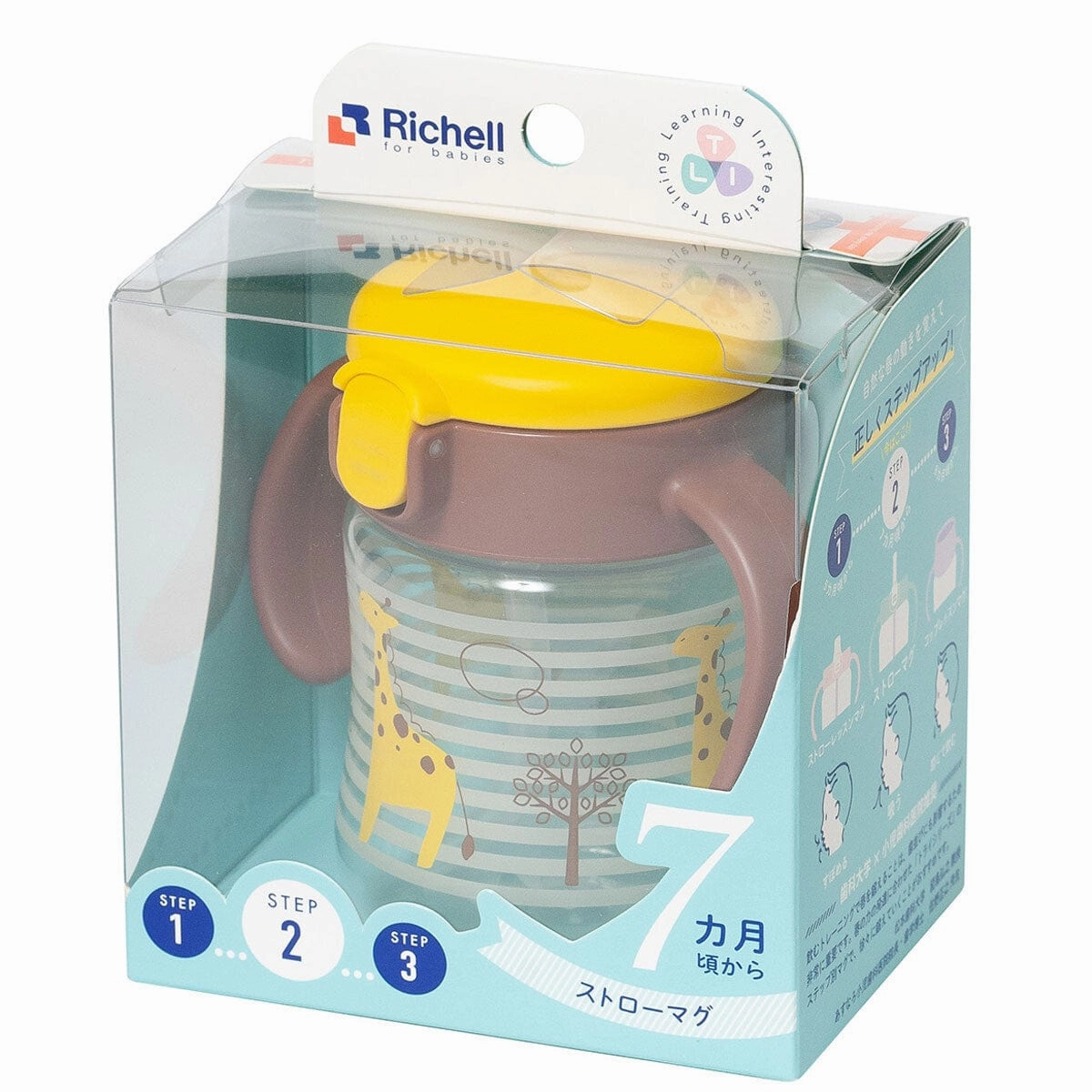 Richell - T.L.I Baby Stage 2 Try Straw Clear Training Water Bottle Mug
