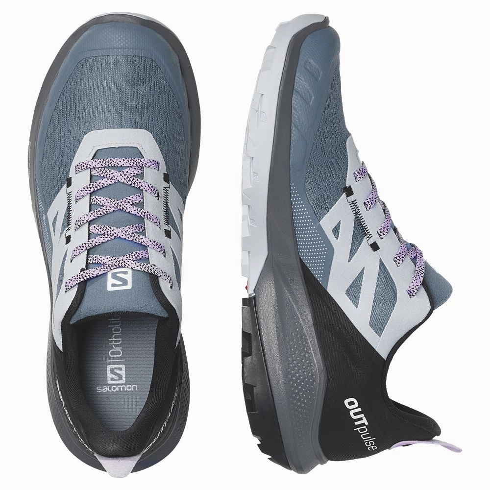 Salomon Outpulse GORE-TEX Hiking Shoes for Ladies - China Blue/Arctic Ice/Orchid Bloom - 8.5M