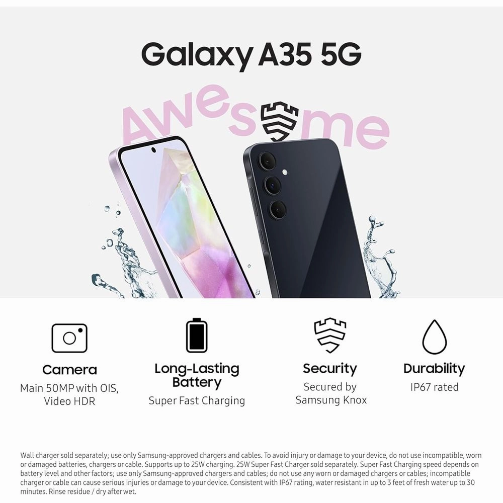 Samsung Galaxy A35 5G 128GB Awesome Navy AT&T Unlocked Android Smartphone SM-A356U