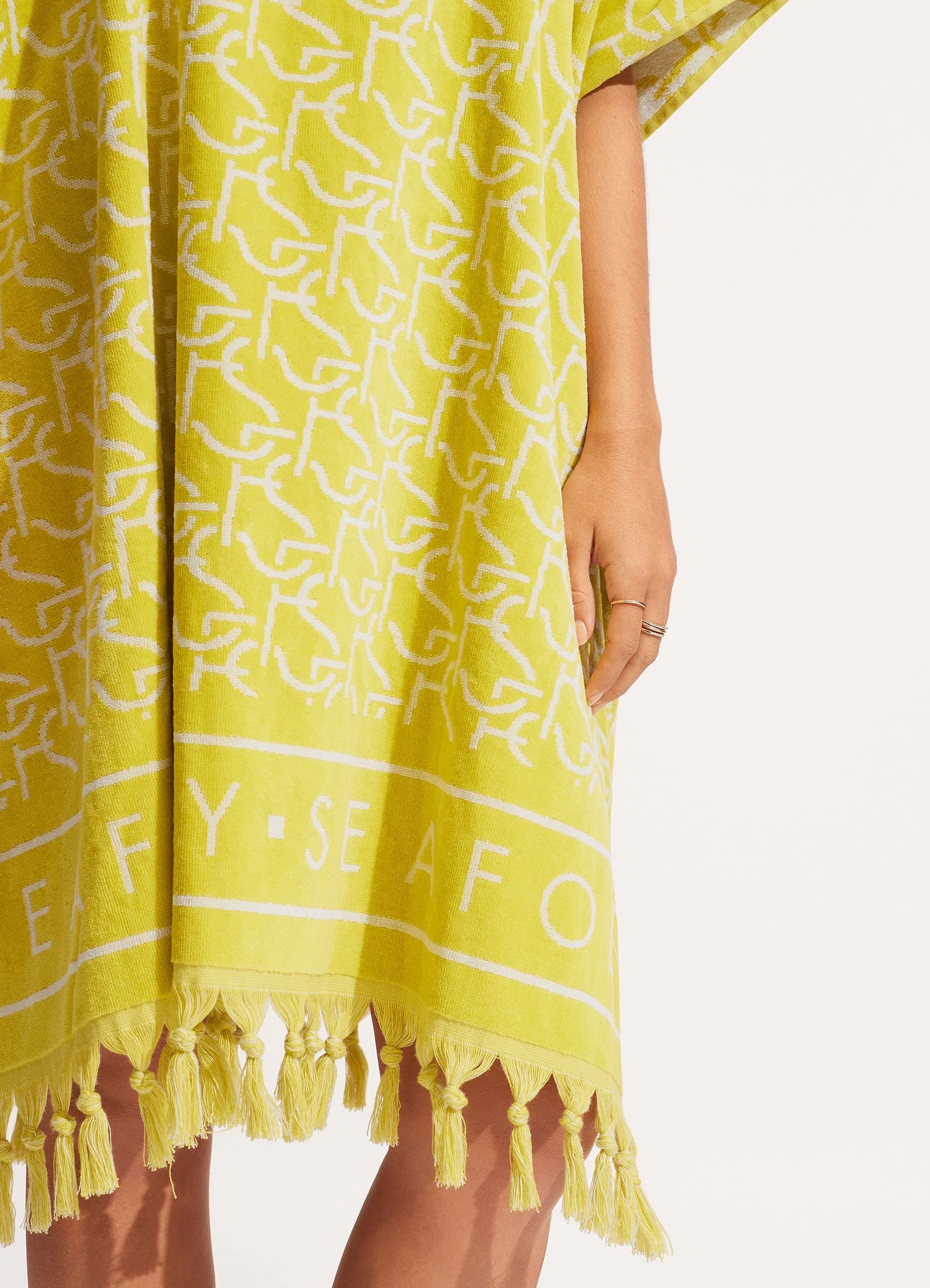 SF Monogram Towel Poncho - Wild Lime