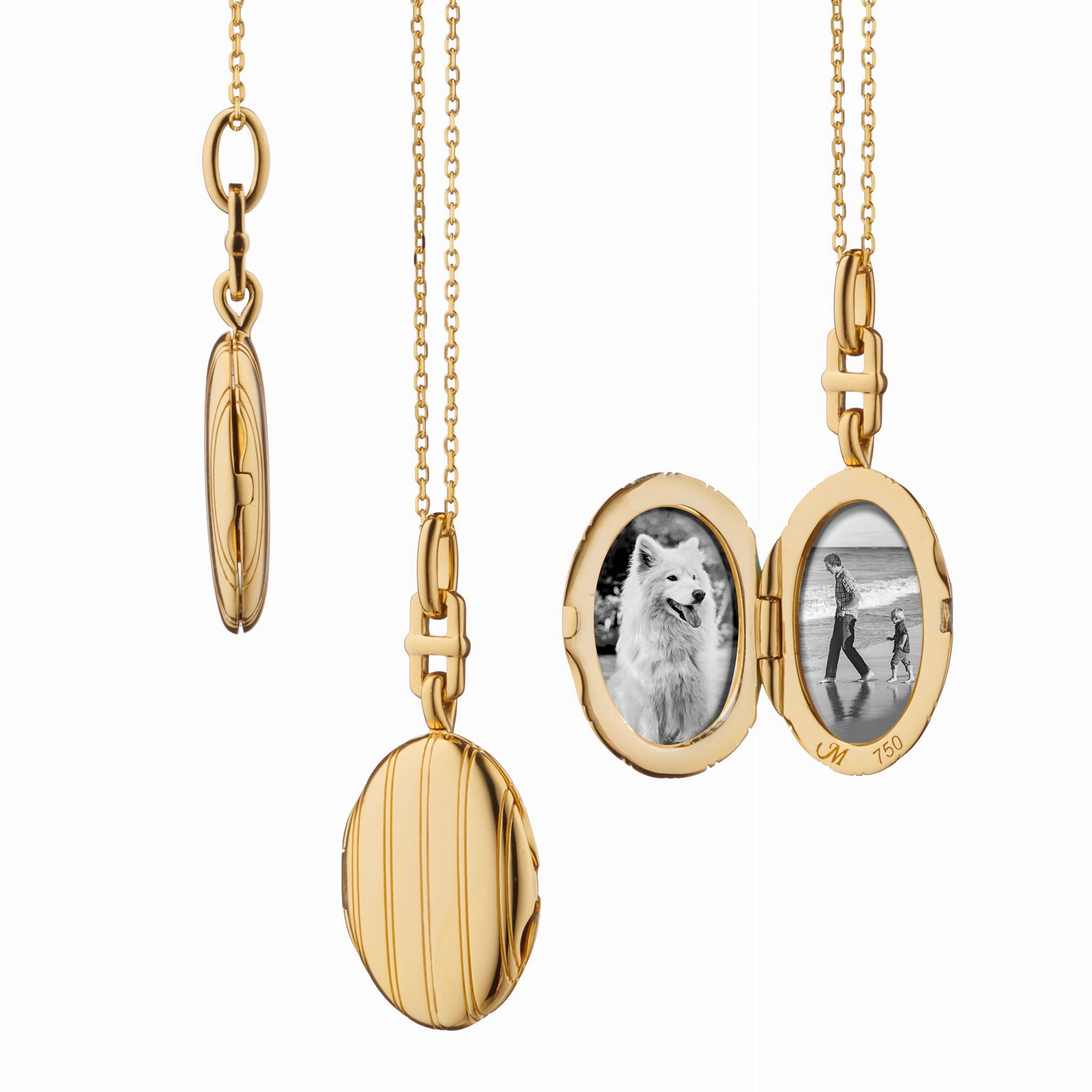 Slim Pinstripe "Eve" 18K Gold Locket Necklace