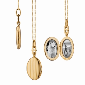 Slim Pinstripe "Eve" 18K Gold Locket Necklace