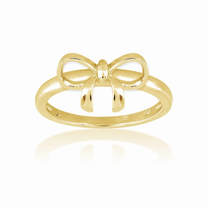 Sterling Silver Gold Plated Bow Ring - W-9825