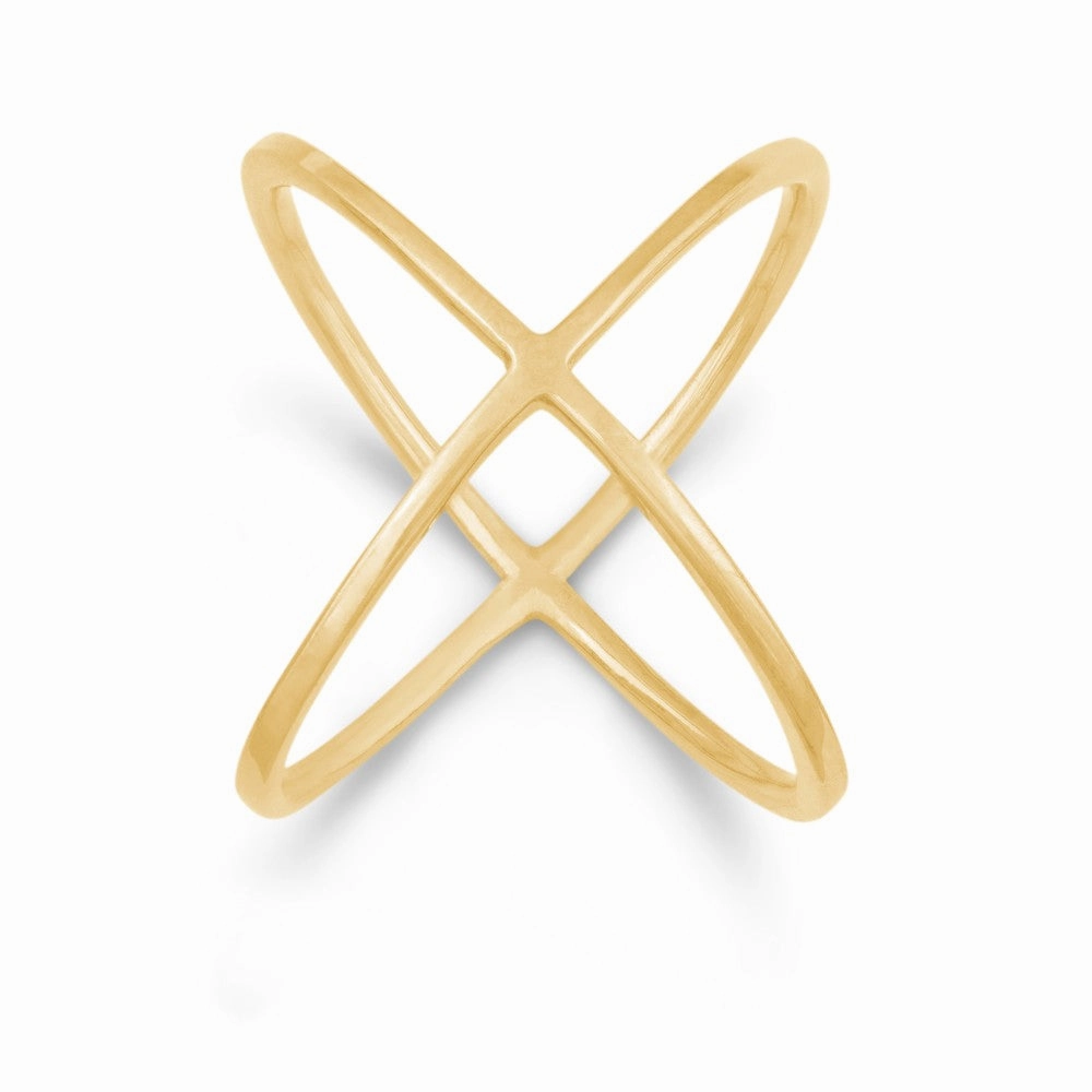 Sterling Silver GP Criss Cross X Style Ring - W-9994