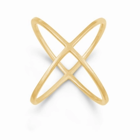 Sterling Silver GP Criss Cross X Style Ring - W-9994