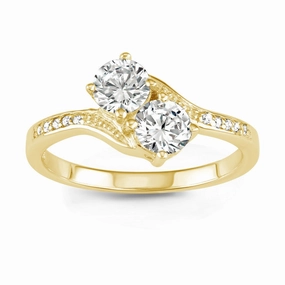 Sterling Silver GP Us2gether Round Two-Stone CZ Ring - W-1668
