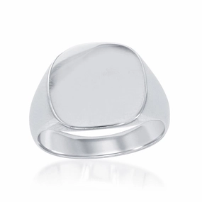 Sterling Silver Large Shiny Square Ring - W-1650