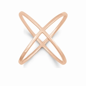 Sterling Silver Rose GP Criss Cross X Style Ring - W-9995