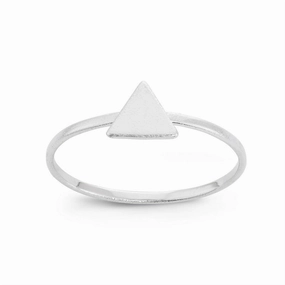 Sterling Silver Small Shiny Triangle Ring - W-1538