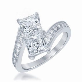 Sterling Silver Us2gether Two-Stone Overlapping CZ Ring - W-1675