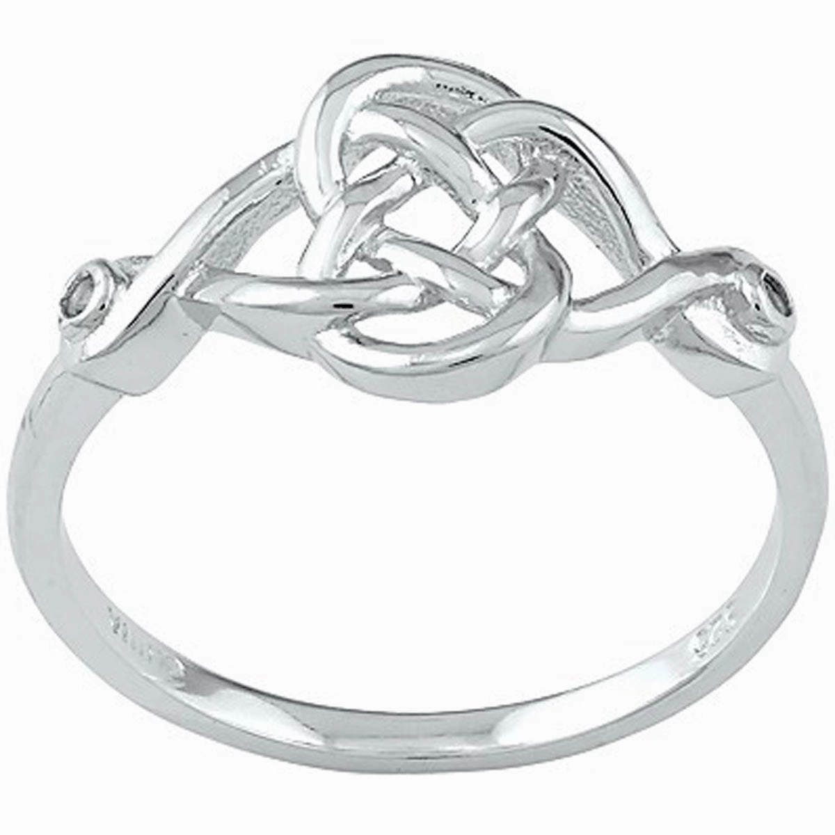Sterling Silver White Topaz Interlocking Design Ring - W-9699