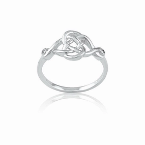 Sterling Silver White Topaz Interlocking Design Ring - W-9699
