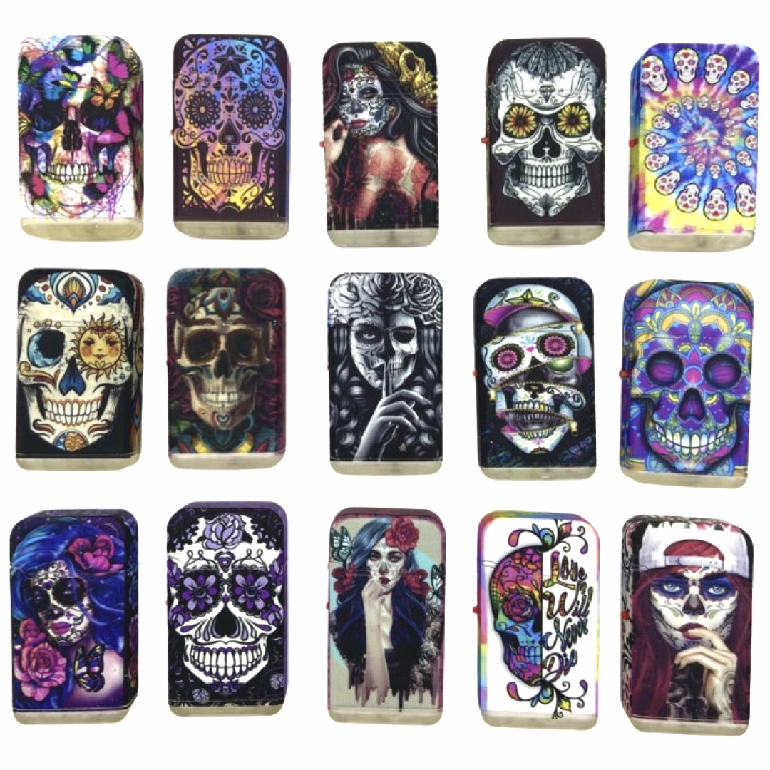 Sugar Skull Dual Torch Lighter - 15 Pieces Per Retail Ready Display 23016
