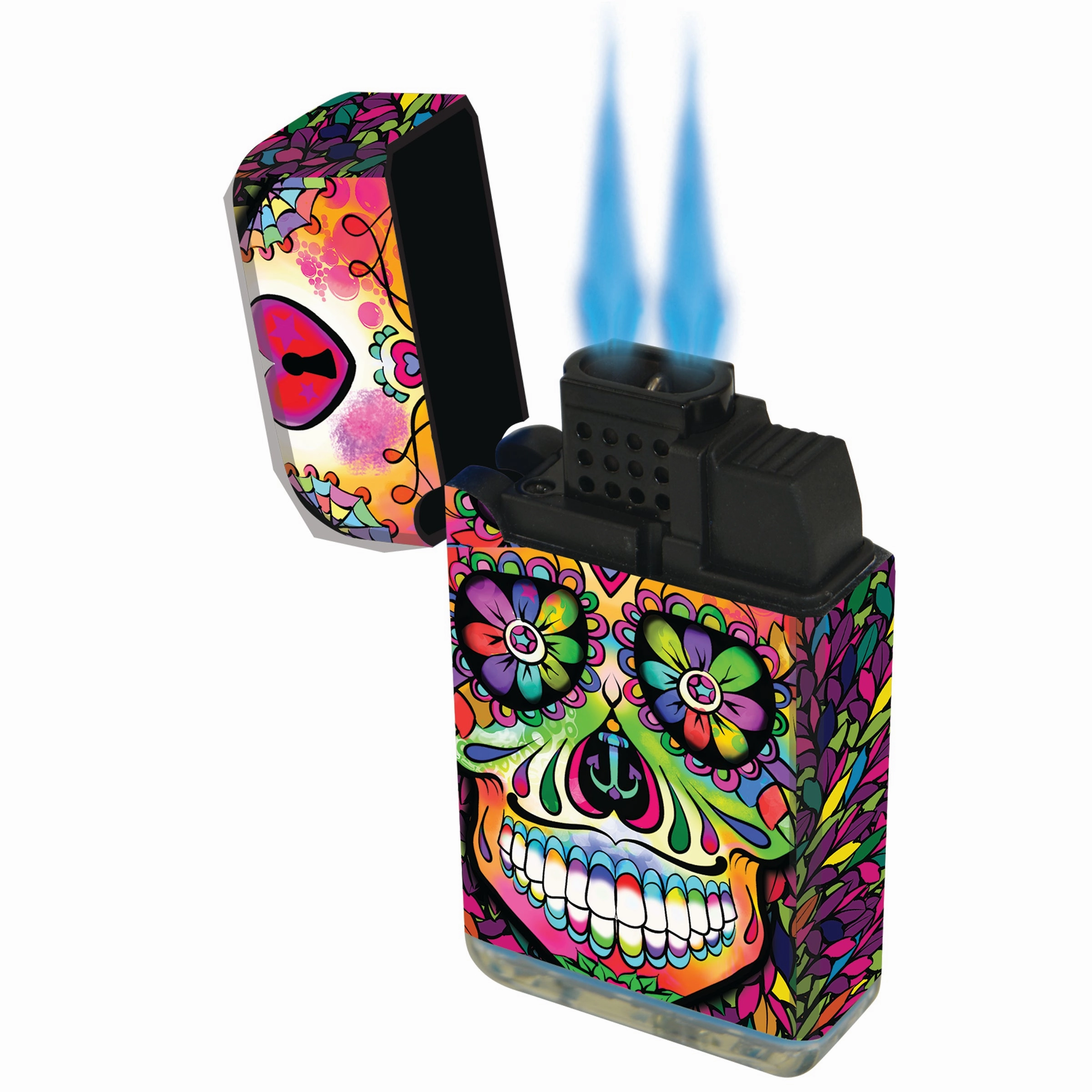 Sugar Skull Dual Torch Lighter - 15 Pieces Per Retail Ready Display 23016