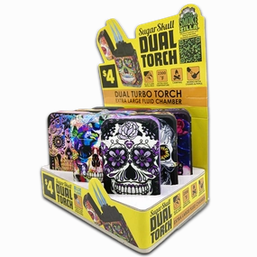 Sugar Skull Dual Torch Lighter - 9 Pieces Per Retail Ready Display 41582