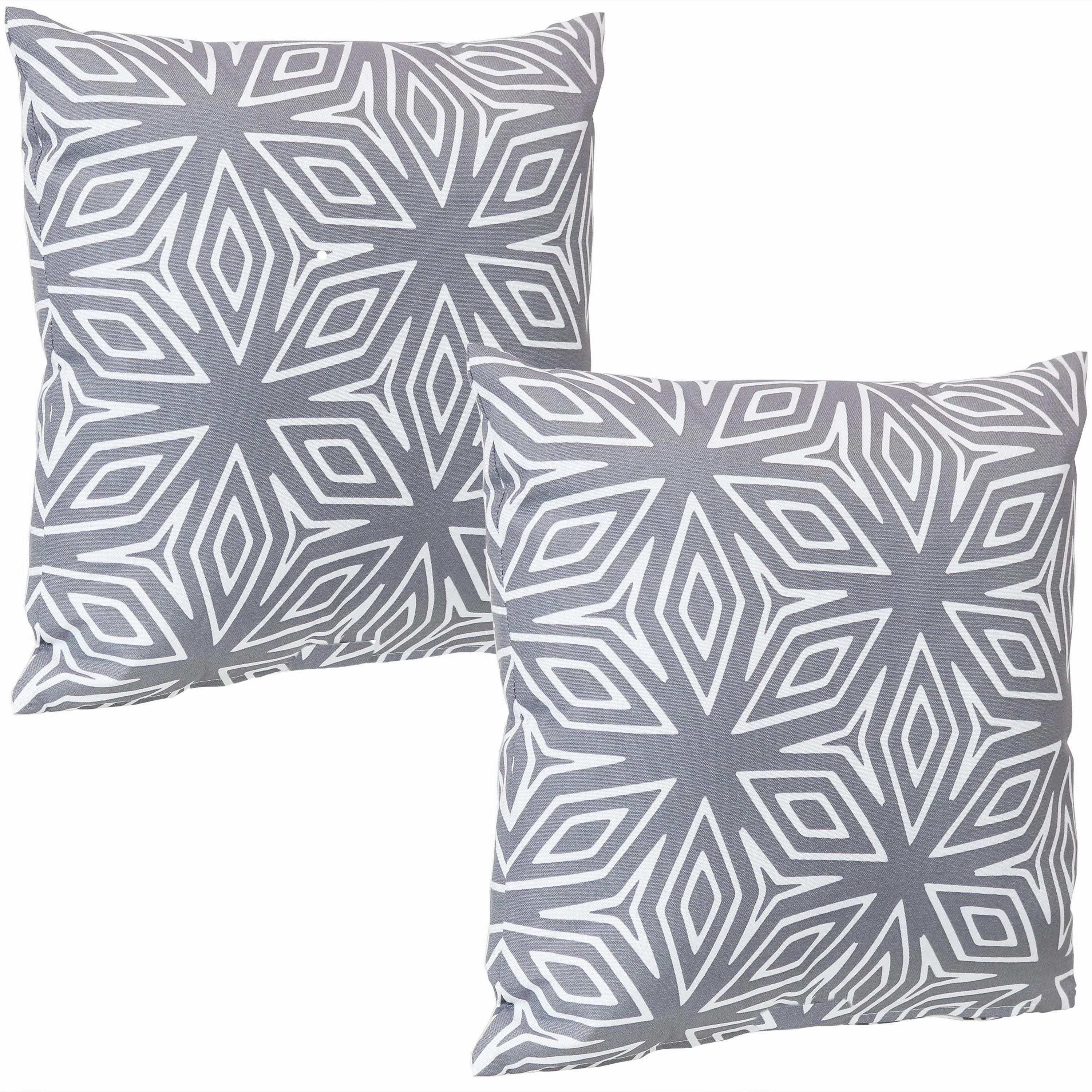 Sunnydaze Indoor/Outdoor Weather-Resistant Polyester Square Pillow Cover Only with Zipper Closures - 17" x 17"- 2pk