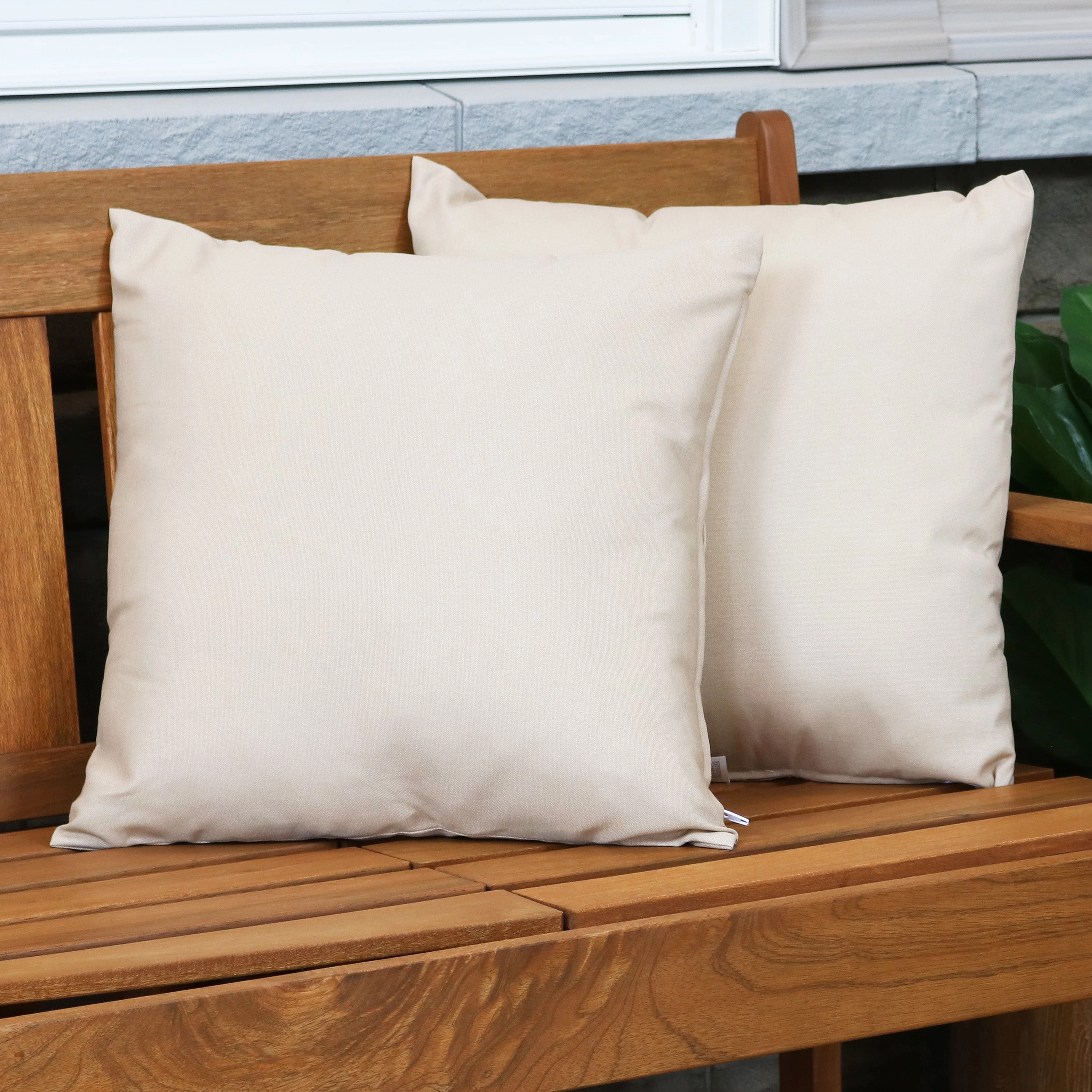 Sunnydaze Indoor/Outdoor Weather-Resistant Polyester Square Pillow Cover Only with Zipper Closures - 17" x 17"- 2pk