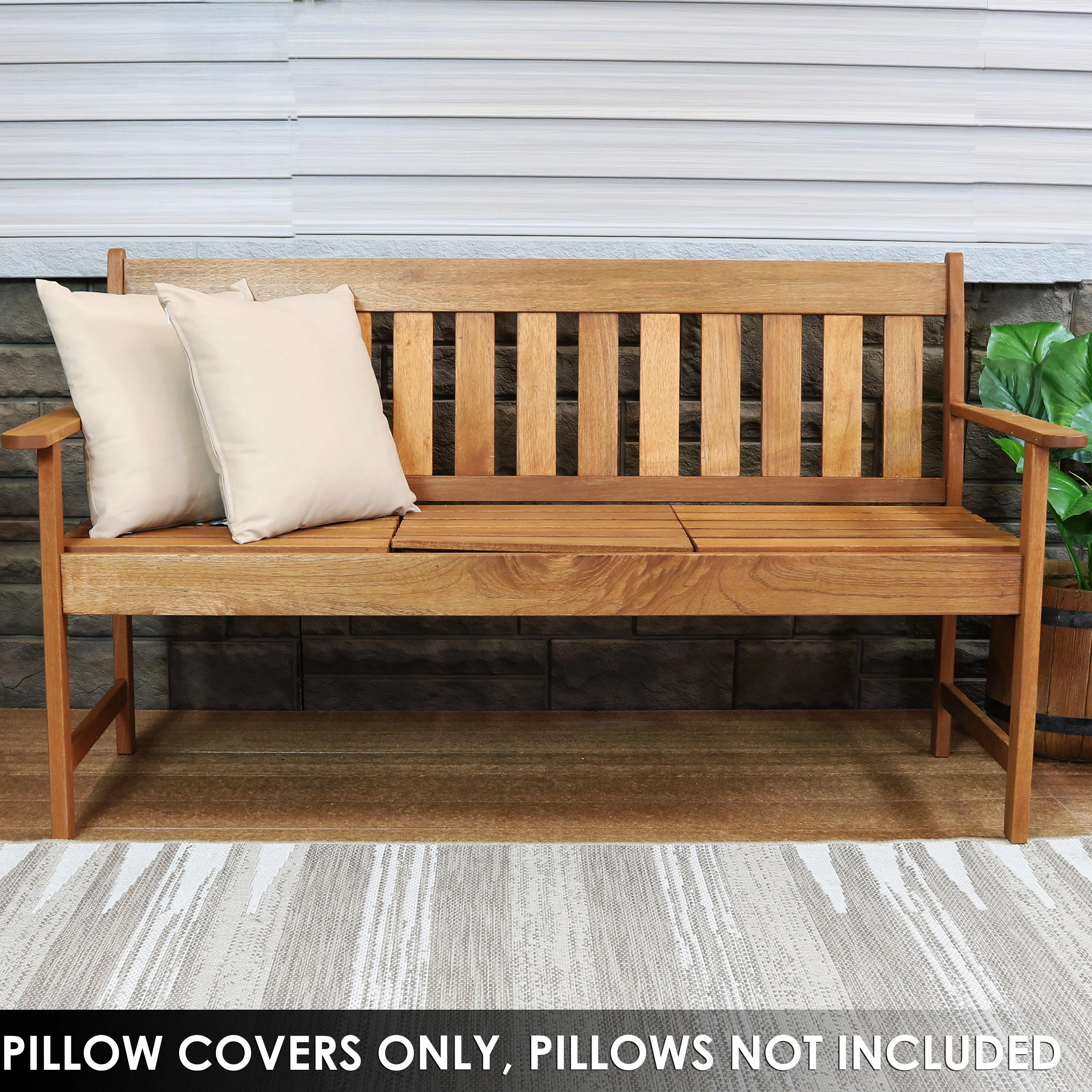 Sunnydaze Indoor/Outdoor Weather-Resistant Polyester Square Pillow Cover Only with Zipper Closures - 17" x 17"- 2pk