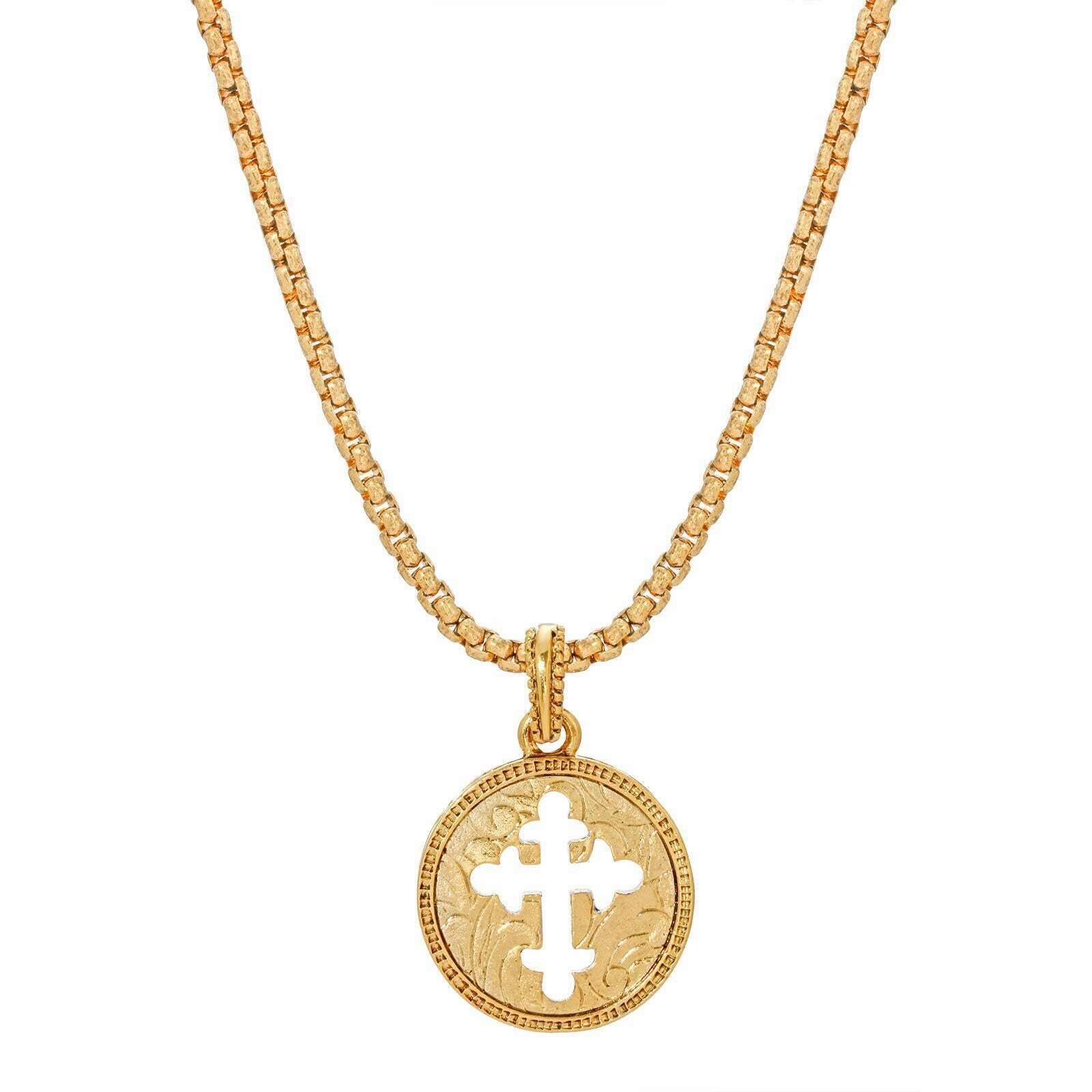 Symbols Of Faith Budded Gold Cross Pendant Necklace 20"