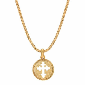 Symbols Of Faith Budded Gold Cross Pendant Necklace 20"