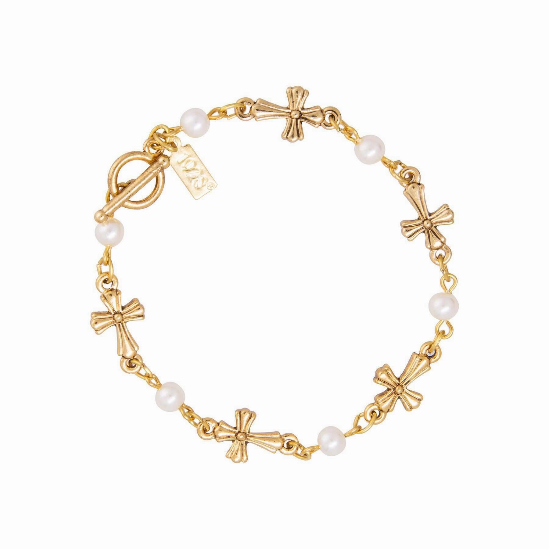 Symbols Of Faith Cross Chain Link Toggle Bracelet