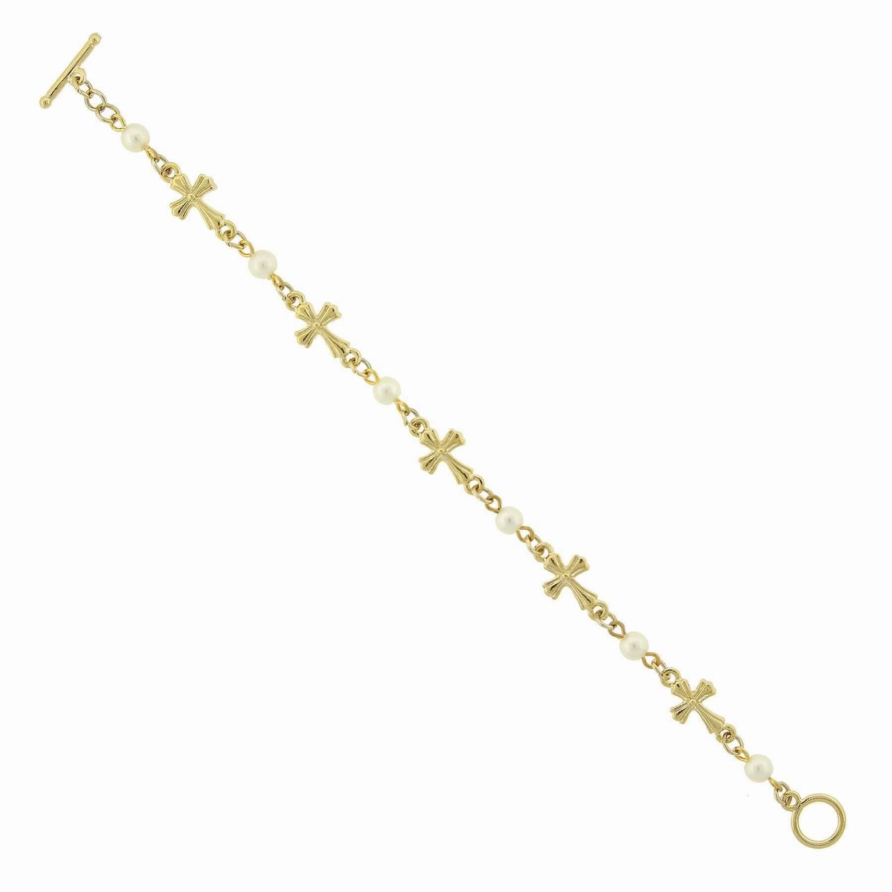 Symbols Of Faith Cross Chain Link Toggle Bracelet