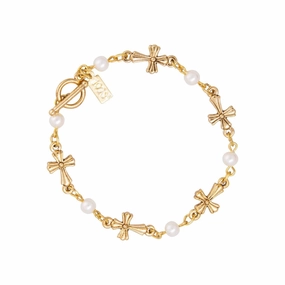 Symbols Of Faith Cross Chain Link Toggle Bracelet