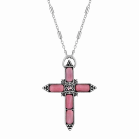 Symbols Of Faith Moonstone & Crystal Cross Pendant Necklace 20"