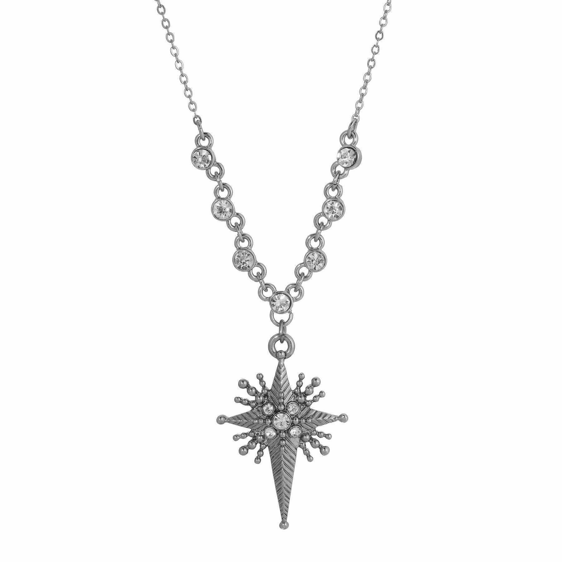 Symbols Of Faith Star Of Bethlehem Crystal Cross Pendant Necklace 16"   3" Extender
