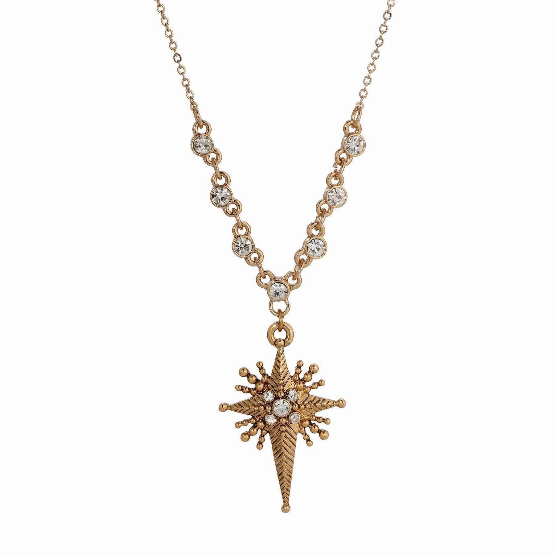 Symbols Of Faith Star Of Bethlehem Crystal Cross Pendant Necklace 16"   3" Extender