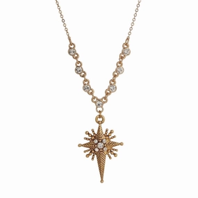 Symbols Of Faith Star Of Bethlehem Crystal Cross Pendant Necklace 16"   3" Extender
