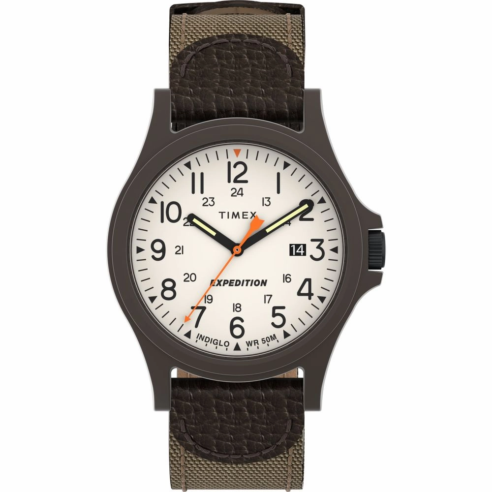 Timex TW4B23700 Men's Expedition Brown Strap Outdoor Watch - 50m Water Resistant, Indiglo Light