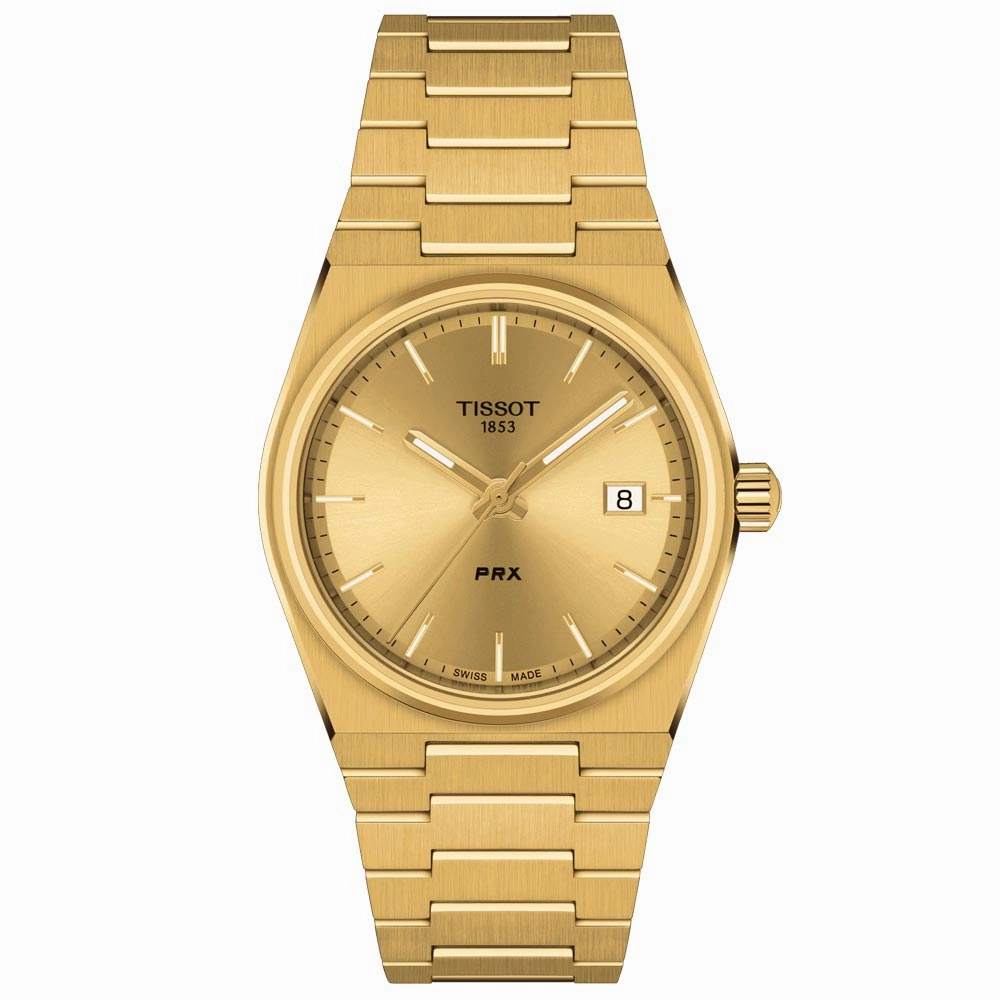 Tissot PRX 35mm Champagne Dial Gold PVD Steel Quartz Watch T1372103302100