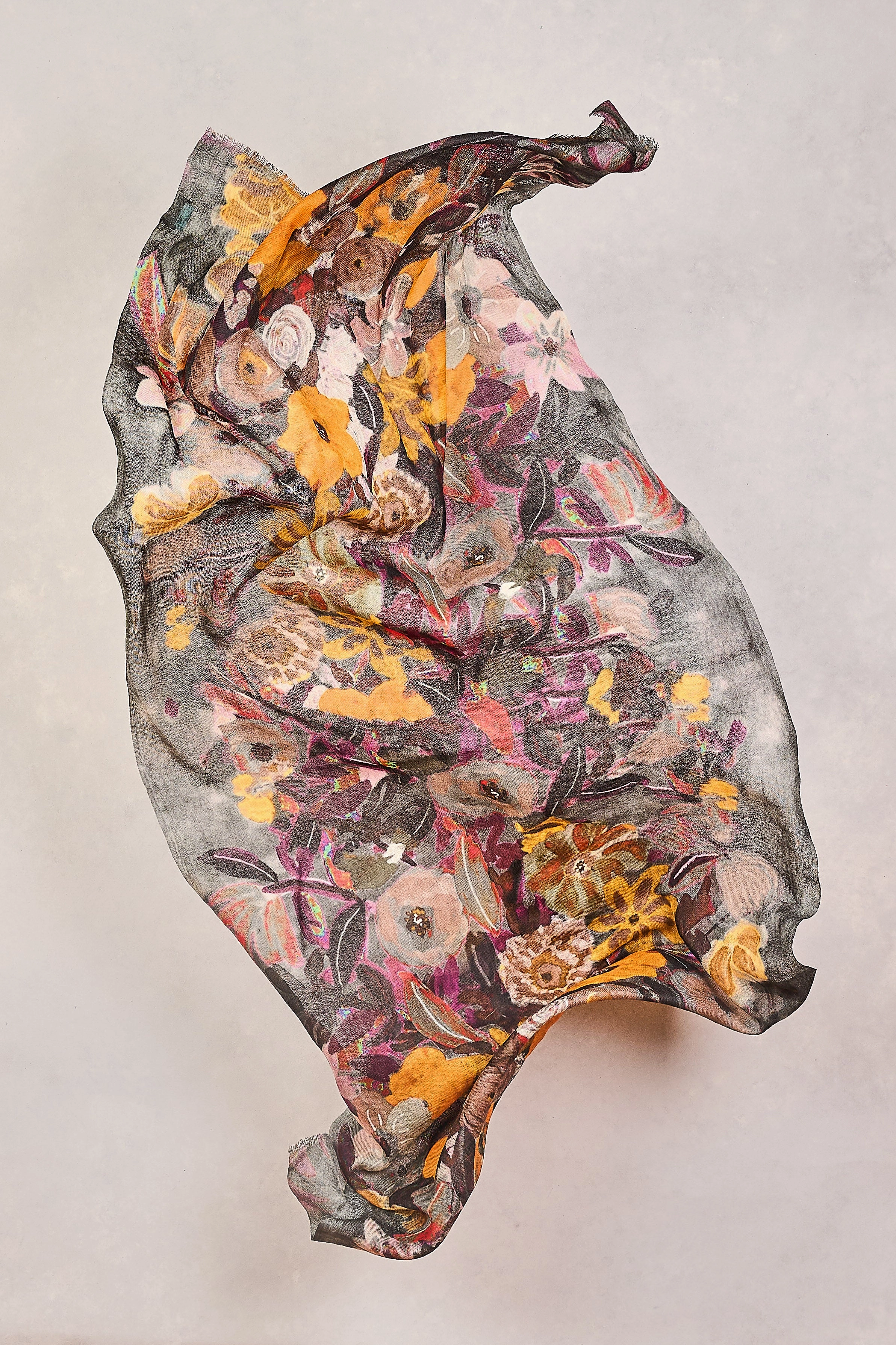 Vibrant Flower Wool Scarf - Multicolour