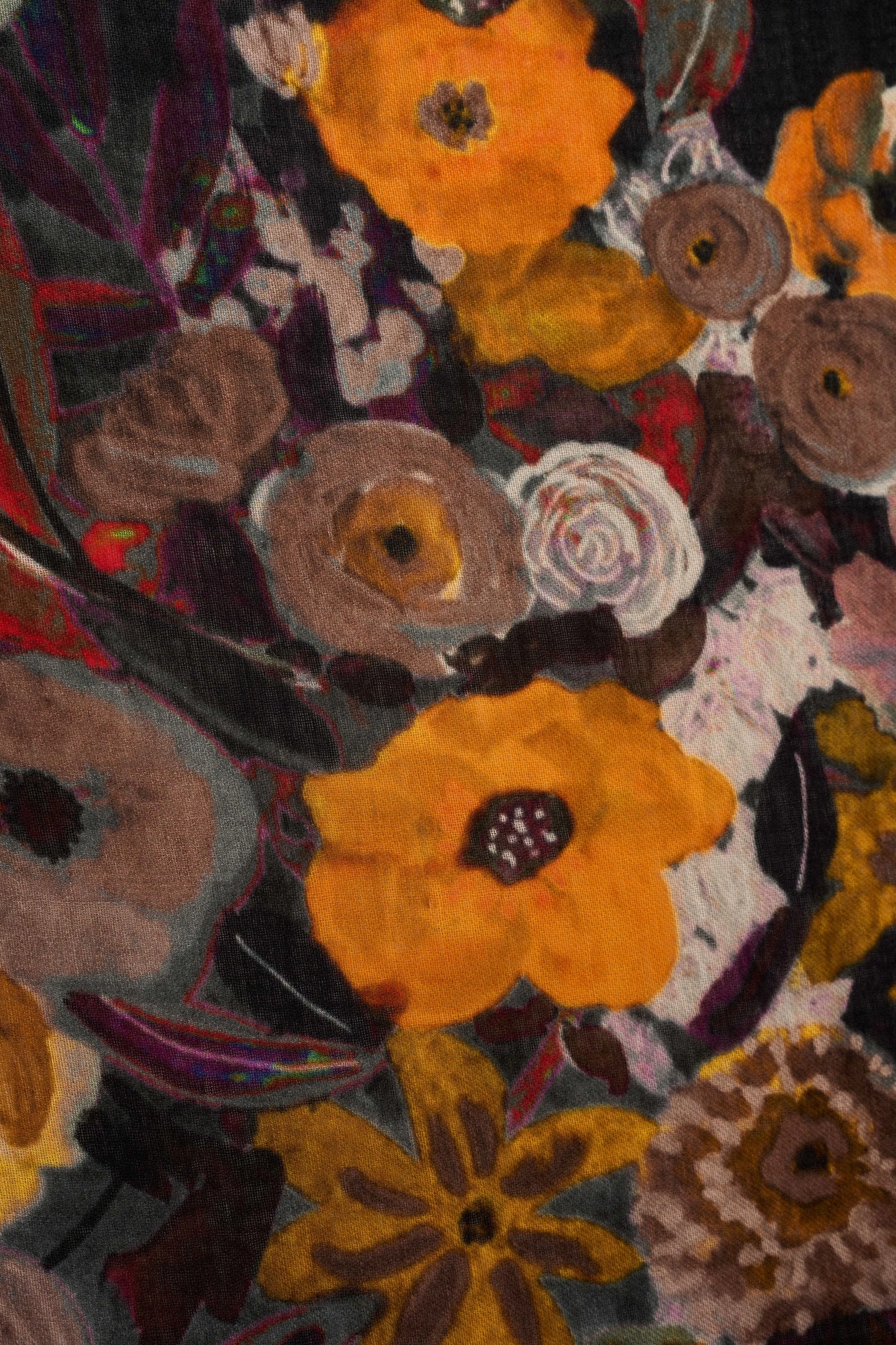 Vibrant Flower Wool Scarf - Multicolour