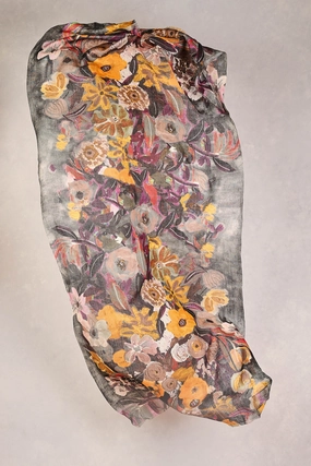 Vibrant Flower Wool Scarf - Multicolour